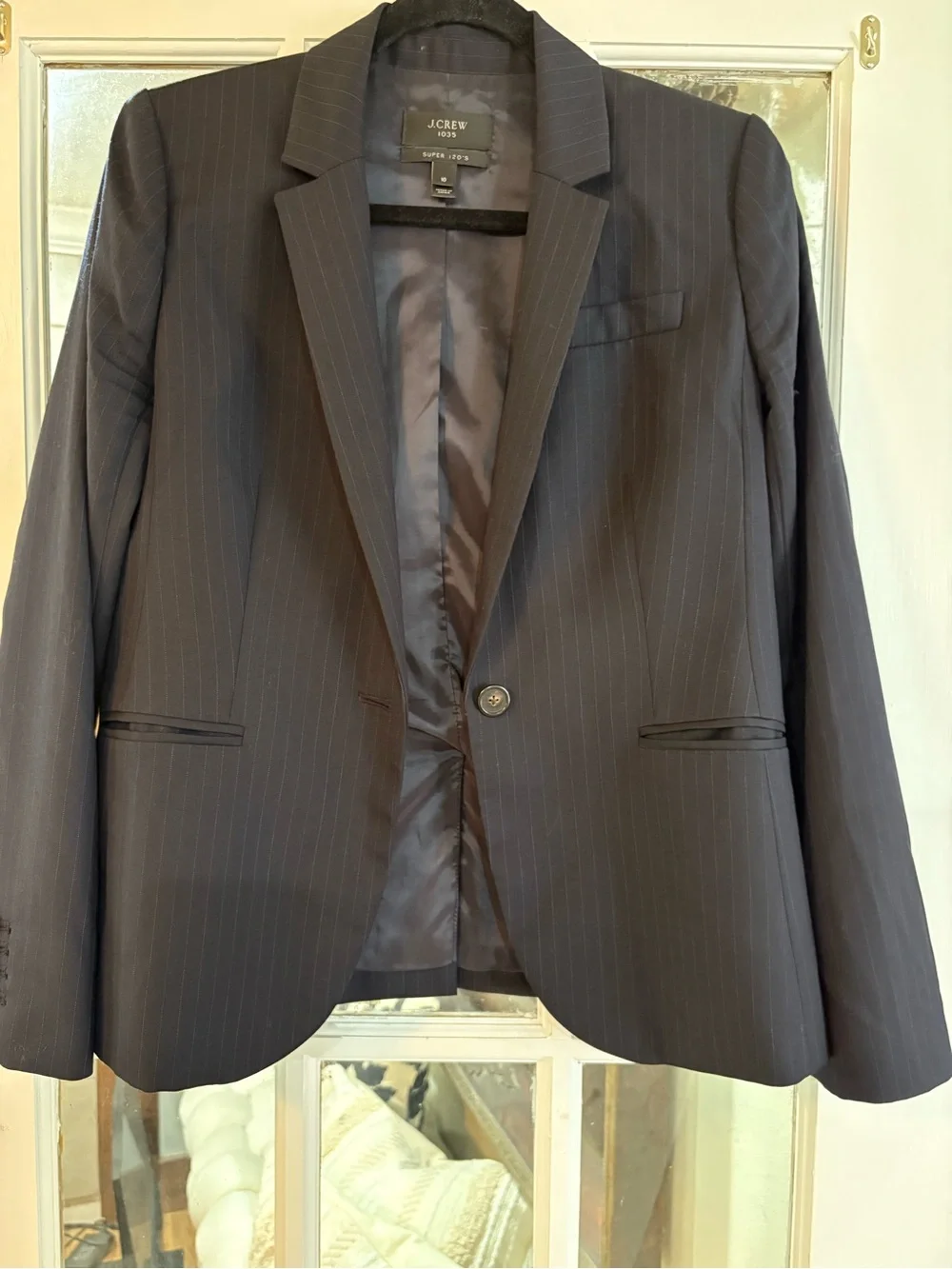 J.Crew 1035 Super 120s Wool Pinstripe Blazer Size 10 | 100% Wool | Career